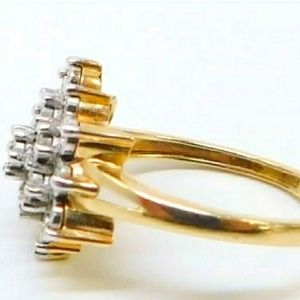 14k Gold diamond cluster ring